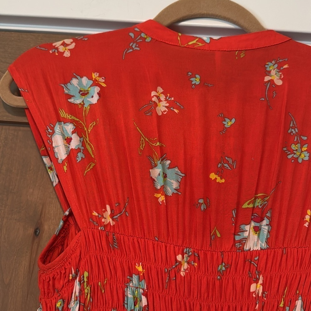 Free People "Greatest Day" Smocked Button-Down Floral Mini Dress Womens XS Boho - Picture 8 of 13